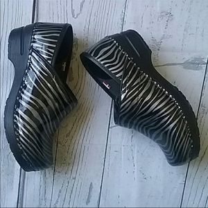 Sanita Dansko size 36  clogs black silver striped